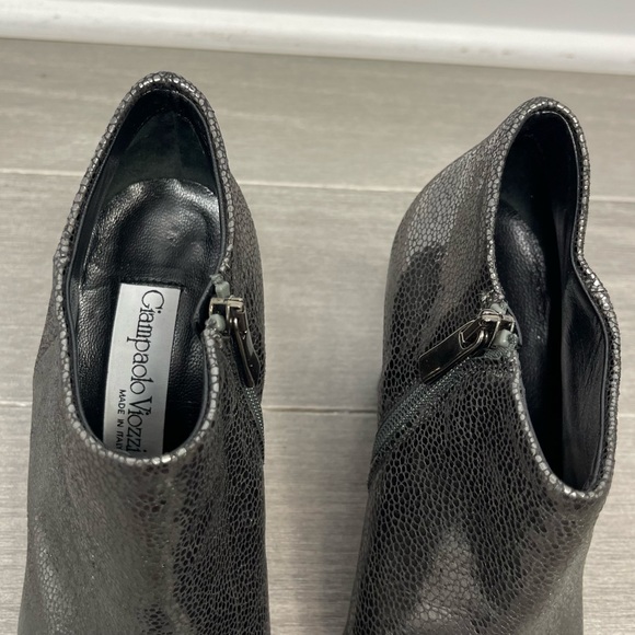 Giampaolo Viozzi Metallic Crackle Leather Ankle Boots Block Heel Booties Italy 7 - Picture 12 of 16